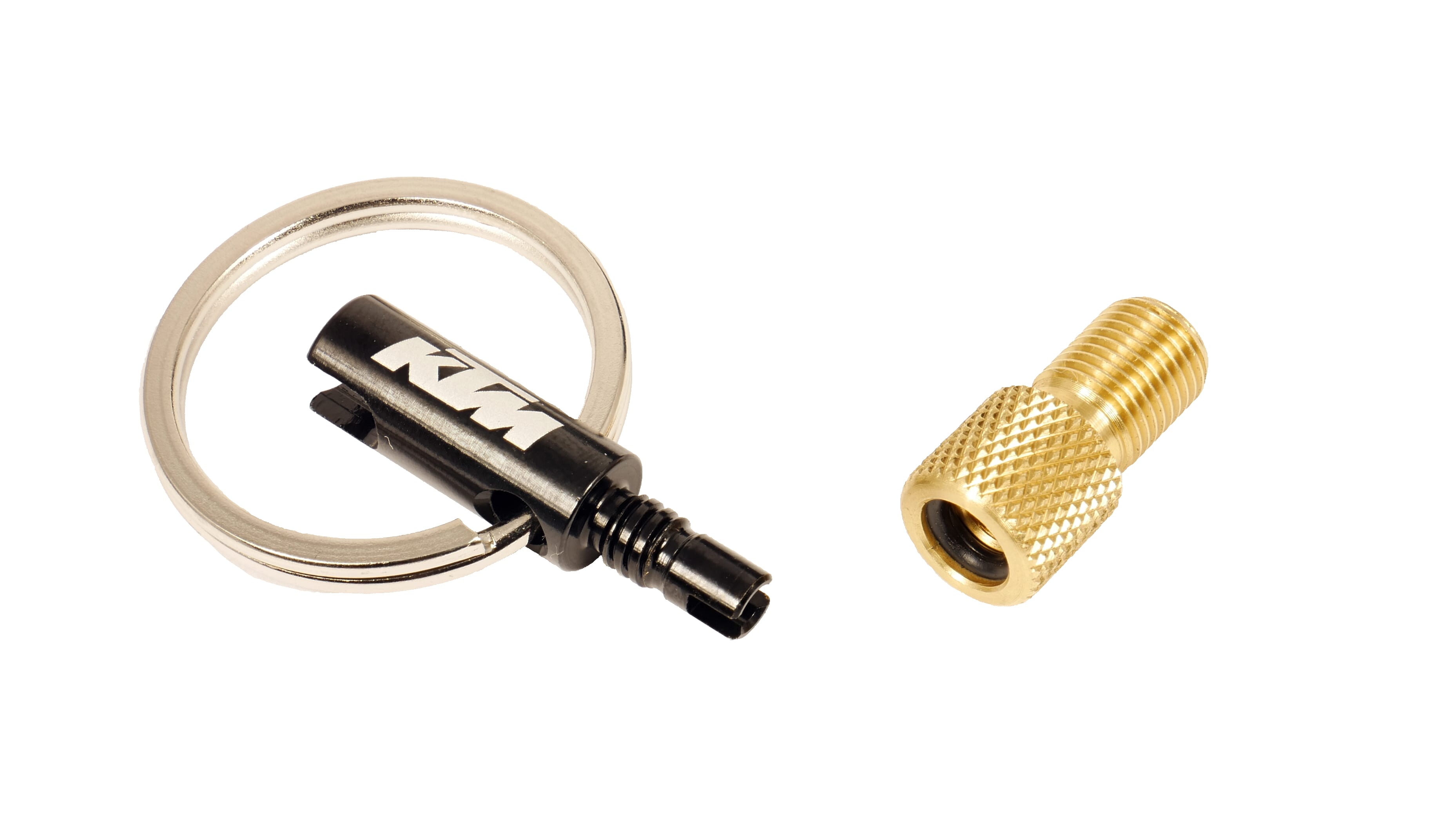 KTM key ring with Presta valve adapter