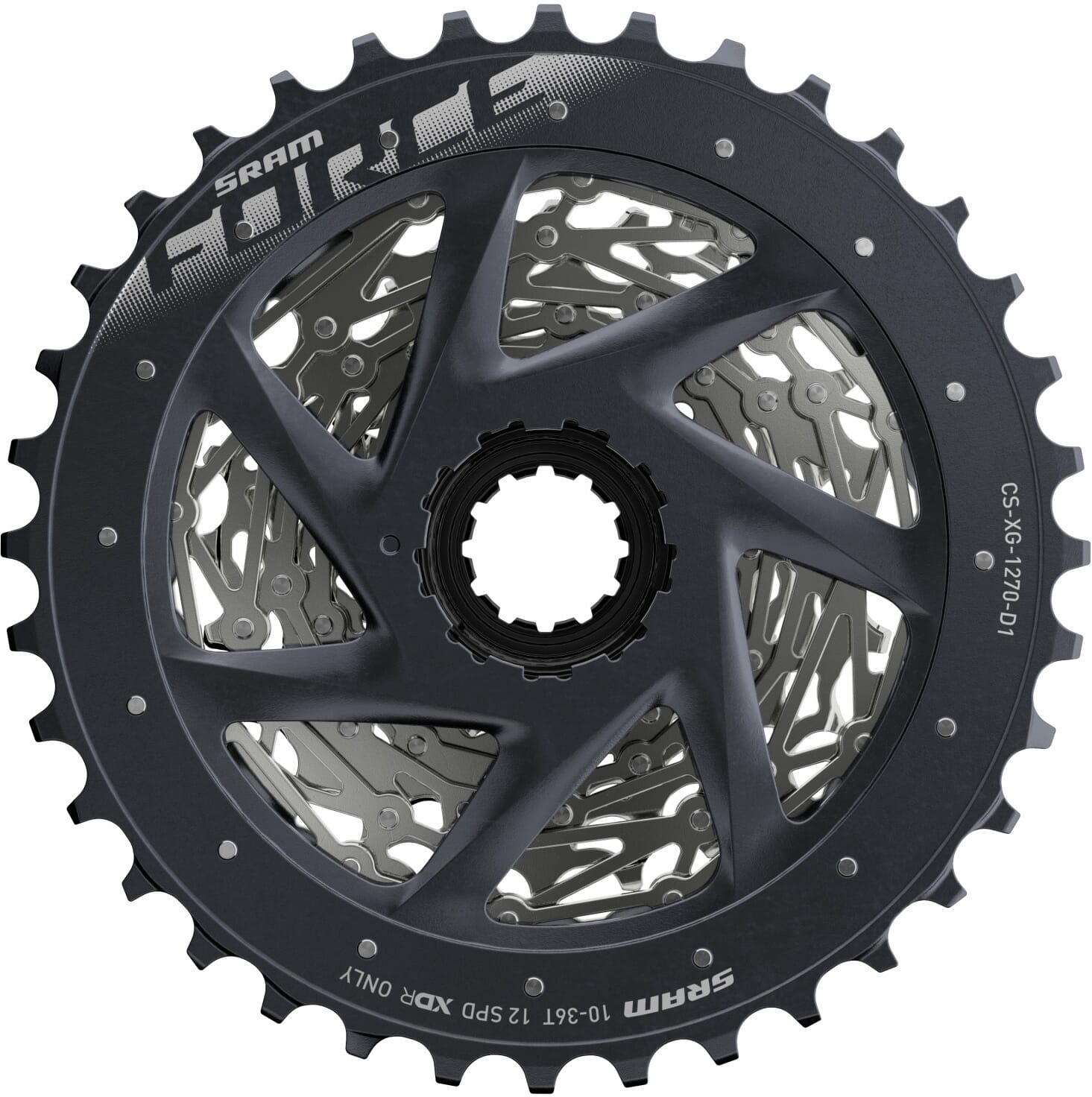 SRAM XG-1270 cassette 12-speed 10-36T optimised for e-shifting