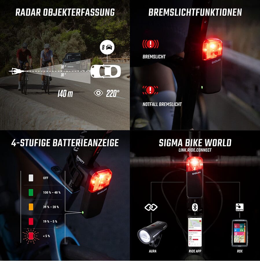 Sigma RECO 80 LINK radar rear light - Functions