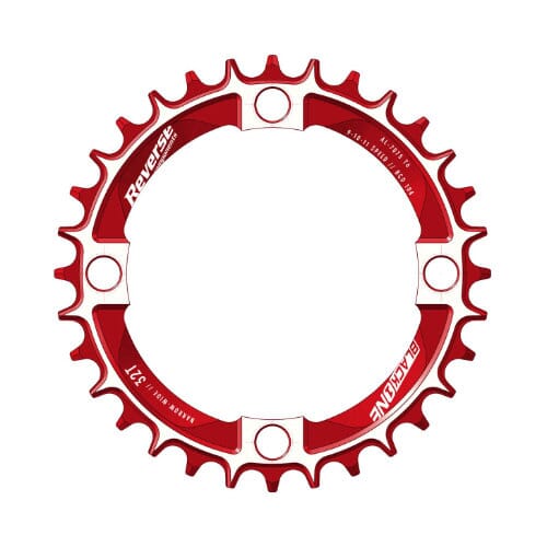 REVERSE chainring Black One 104mm 32/34/36T Narrow-Wide red/silver 32