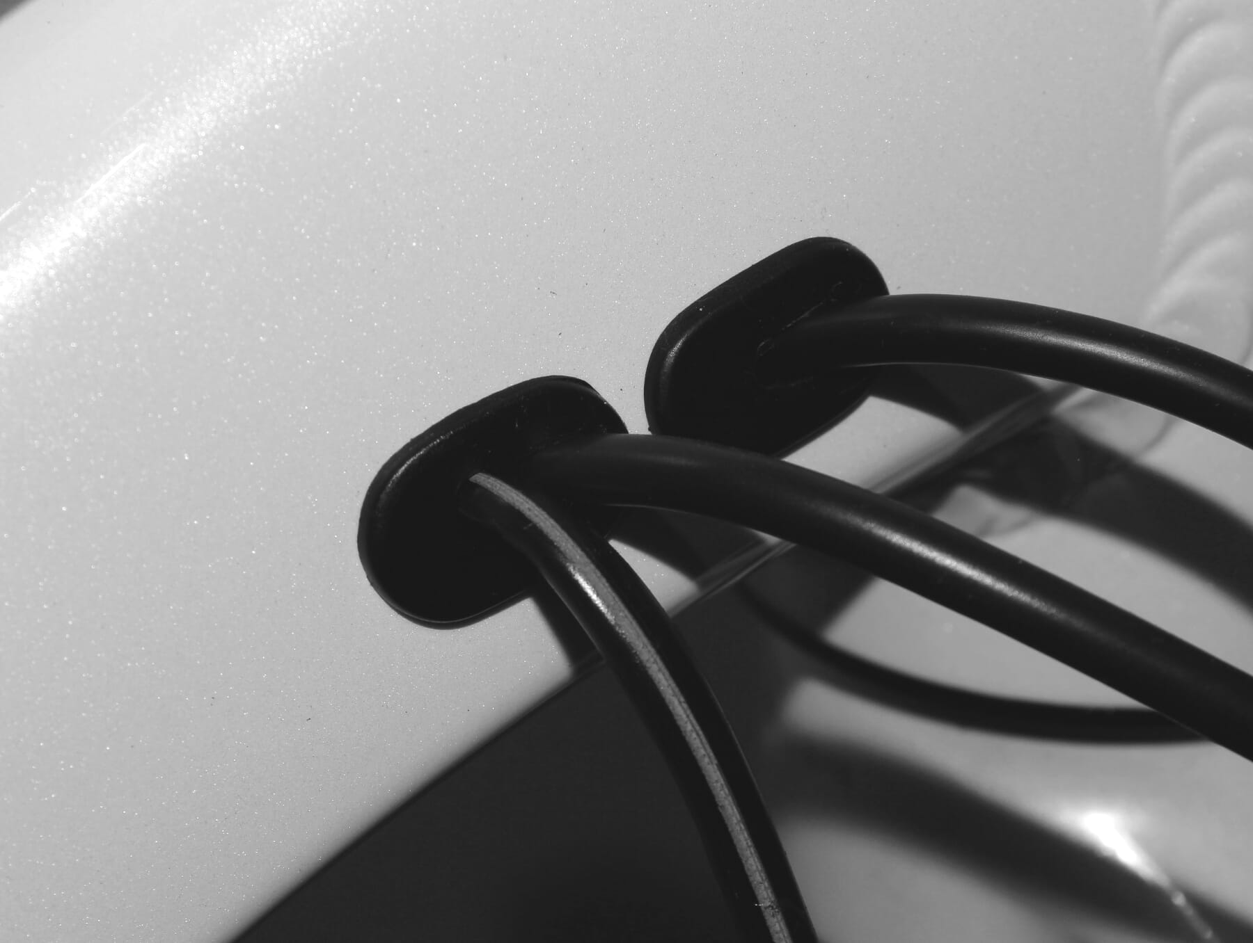 Flyer electric bike cable grommet for frame feed-through - installed.