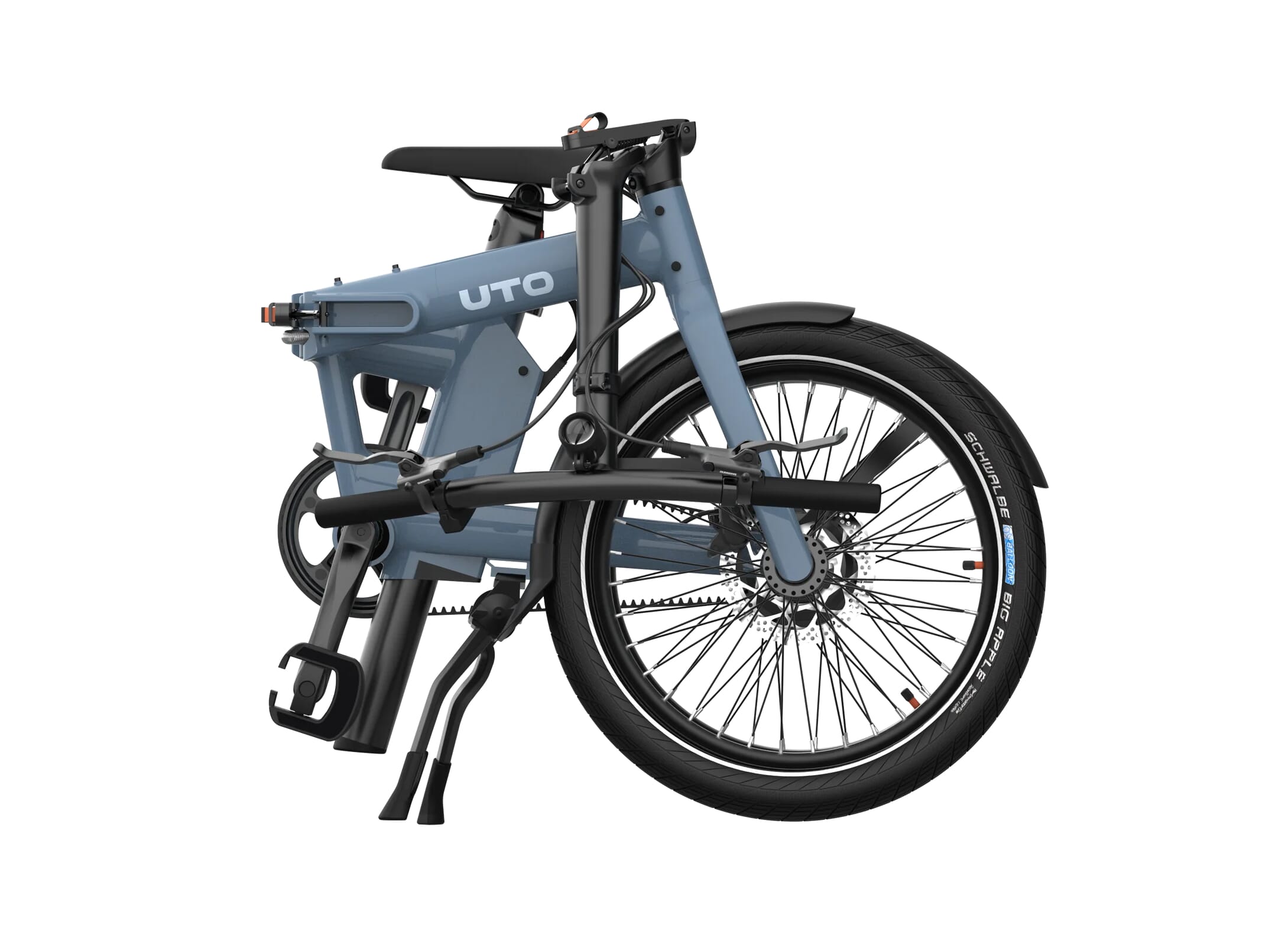 Uto Pro20 E-folding bike 2026 mineral blue - folded