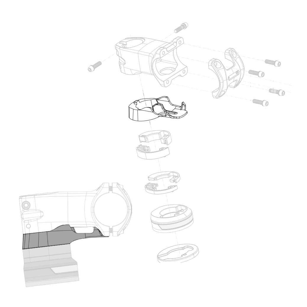 Orbea stem cap bottom with cable guide - mounting sequence