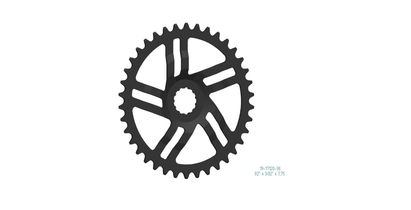Chainring for Bosch Gen 3 all teeth 1/2 x 3/32 cranked