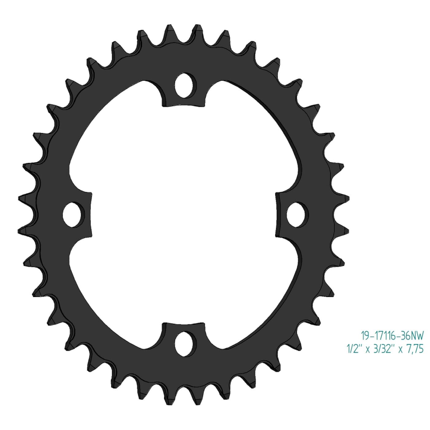 Chainring for Bosch Gen 1, Gen 3 + Gen 4 36 teeth | 1/2 x 3/32 + 1/2 x 11/128