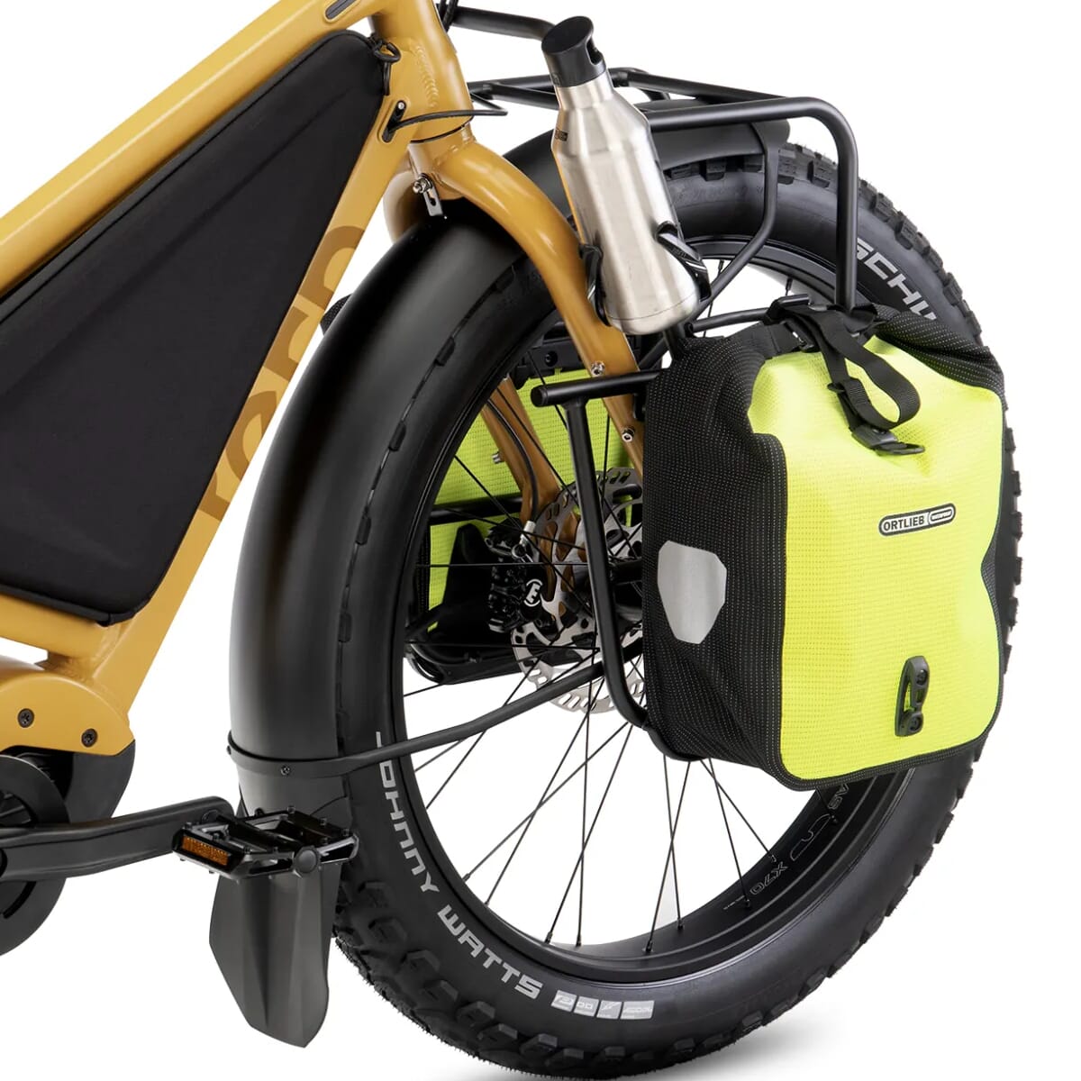 Tern Trail Rack front carrier - mounted on the Orox with luggage and bottle
