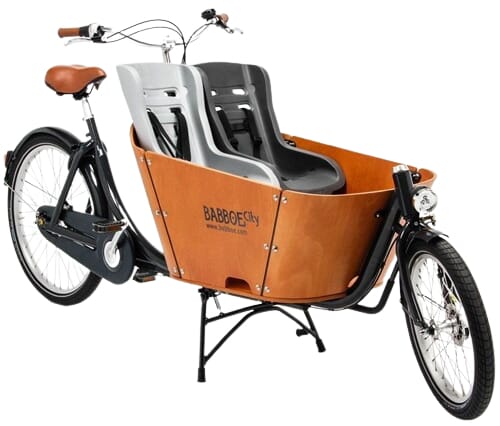 Babboe cargo bike toddler seat - in action