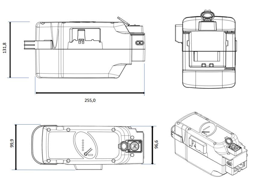 EBV - Power Pack Battery for Panasonic 36 volt drive dimensions