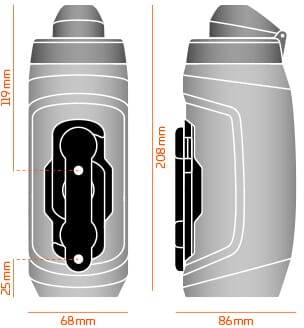 Fidlock Twist Bottle 590 steady drinking bottle+Bike Base dimension