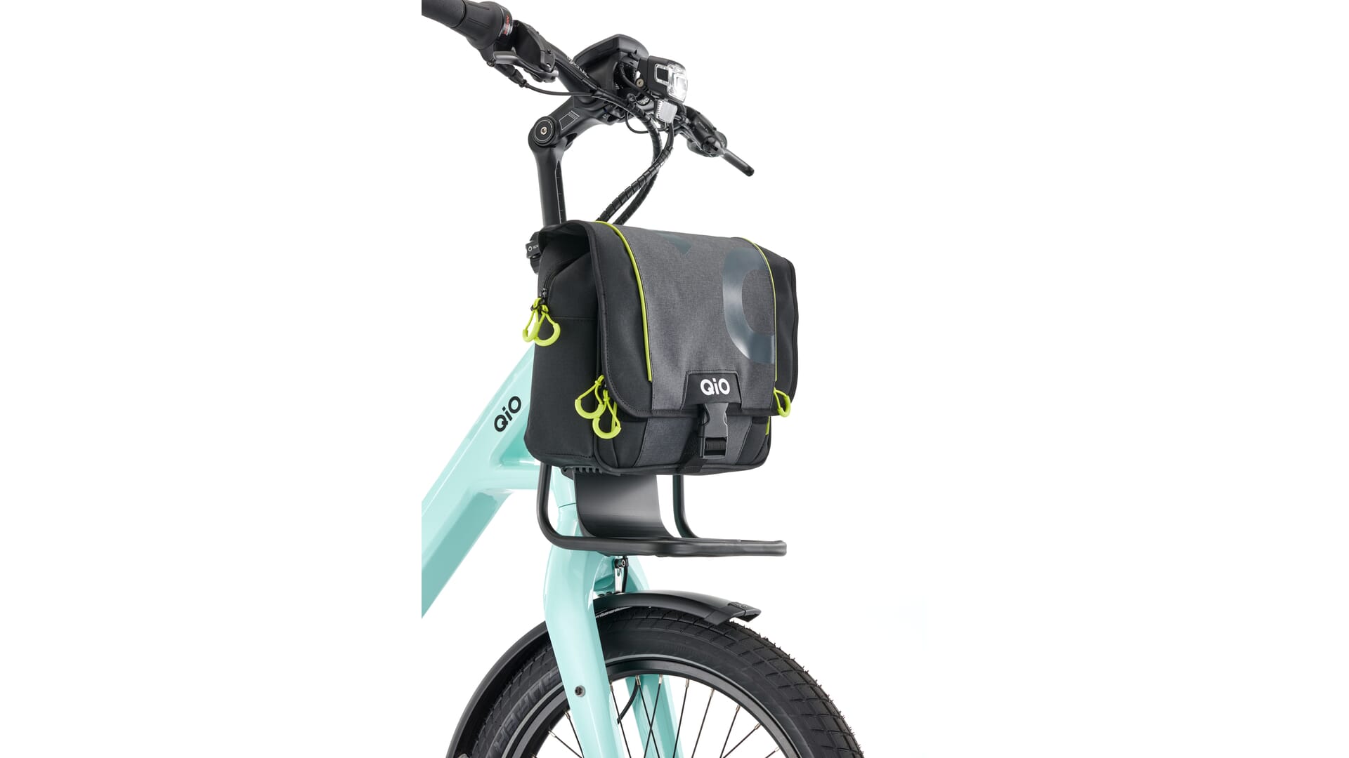 Qio MATTIS handlebar bag mounted on front rack