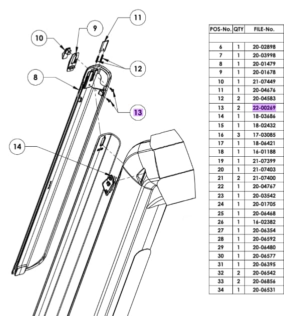 Cube fixing screw for battery cover locking set - Exploded view