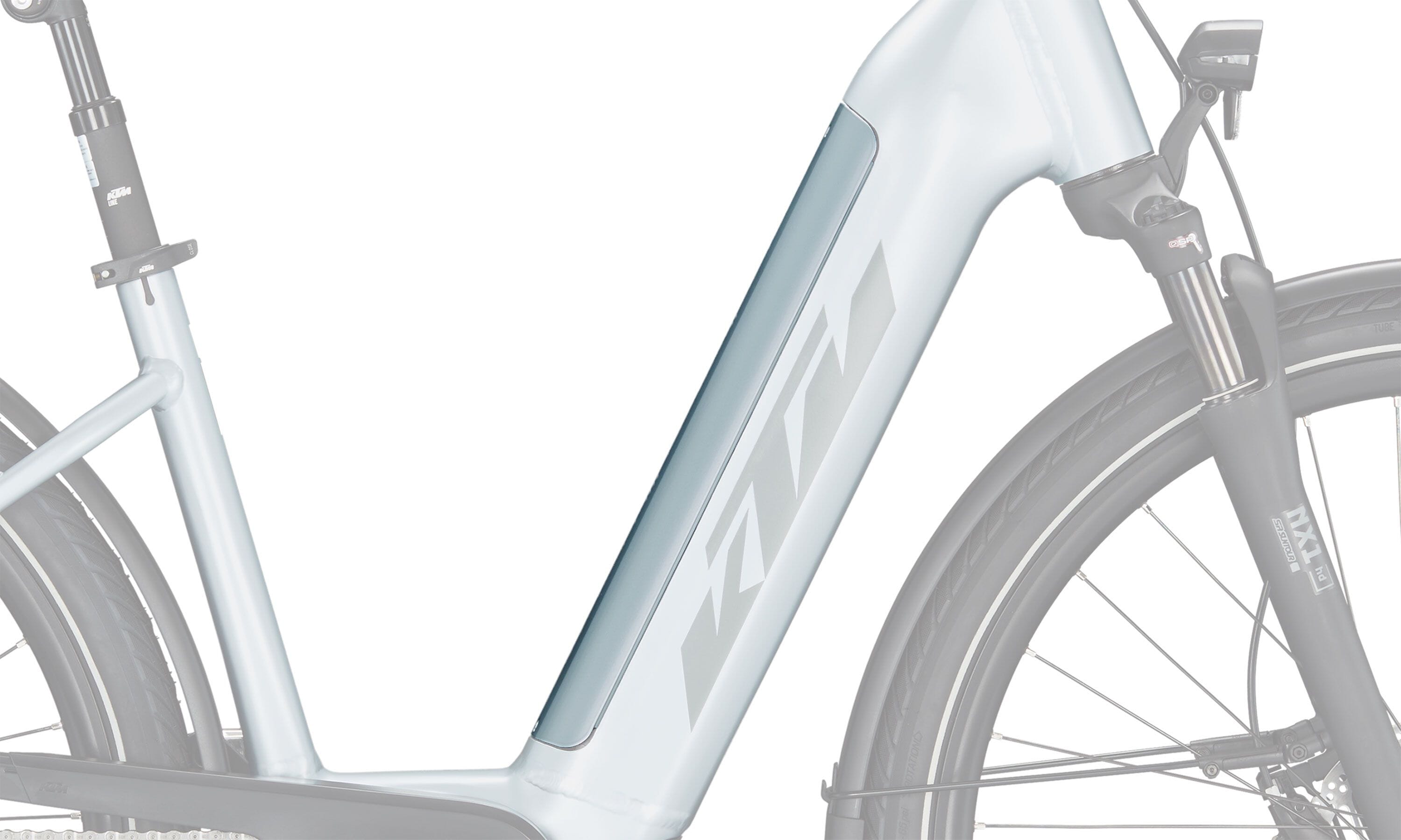 KTM PowerTube 625 Battery Cover - 2023/24 Step-through Azzurro Silver Matt