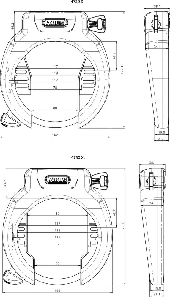 ABUS frame lock 4750 dimensions